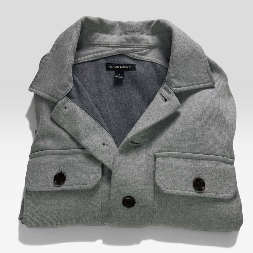 Banana Republic Gray Knit Shacket Double Weave Men’s L